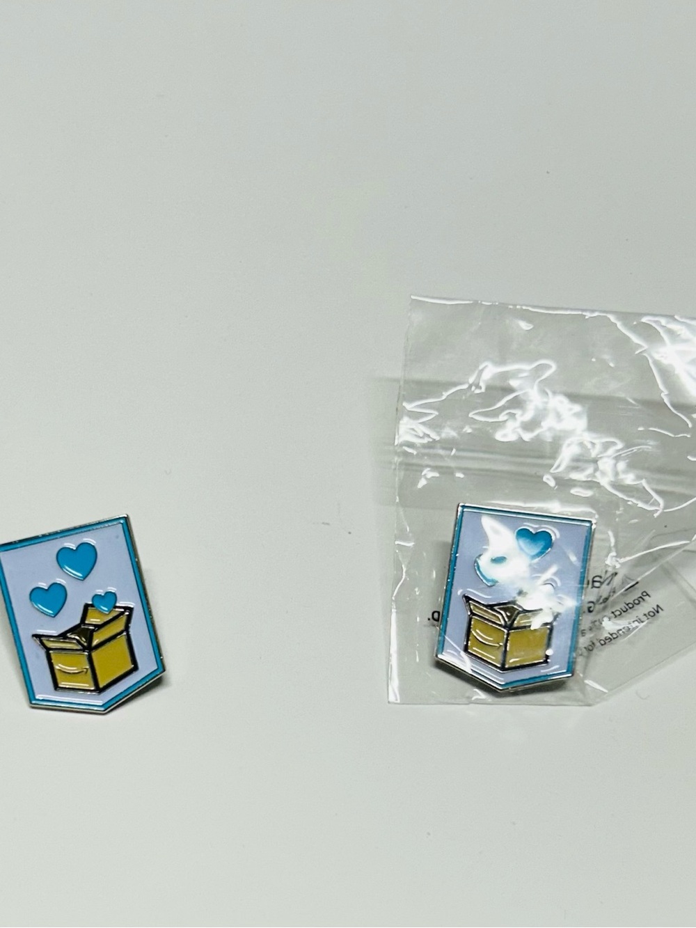 Amazon Blue and Yellow Kids Enamel Pin Set – Heart & Box Design